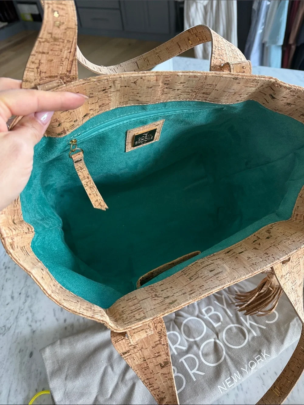 Robyn Brooks Cork Tote Bag with Tassel